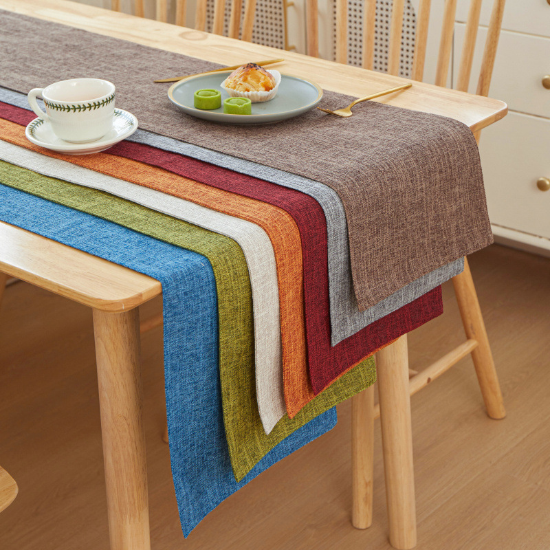 Linen Table Runner - Nowy gruby lniany jednolity kolor jasny