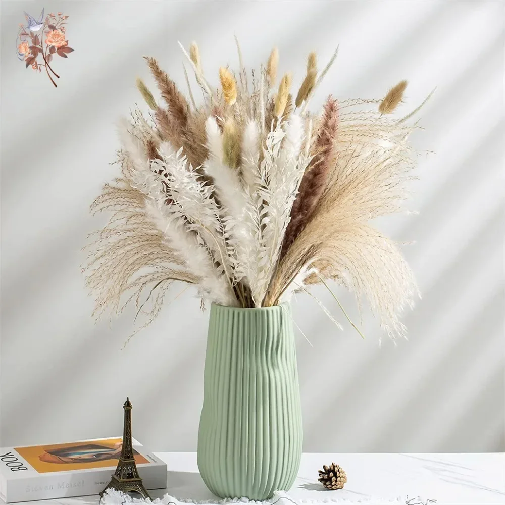 Pampas Grass Decor - 88 szt. Naturalna, puszysta, suszona trawa