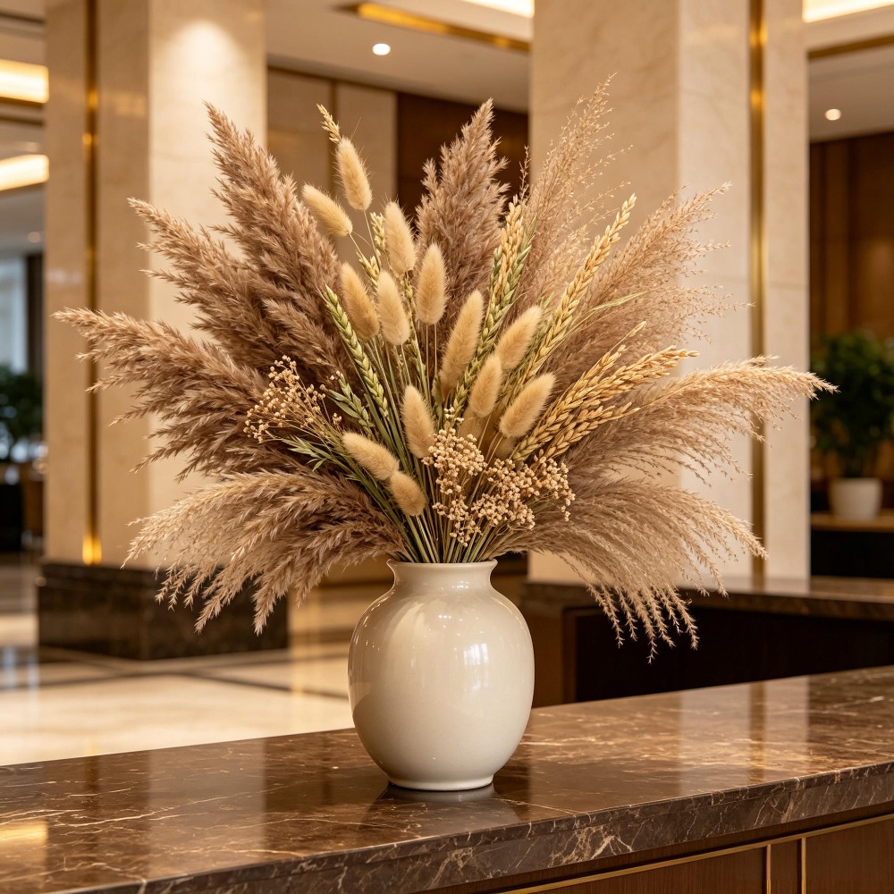 Pampas Grass Decor - 1 bukiet mieszanych suszonych kwiatów, trawa