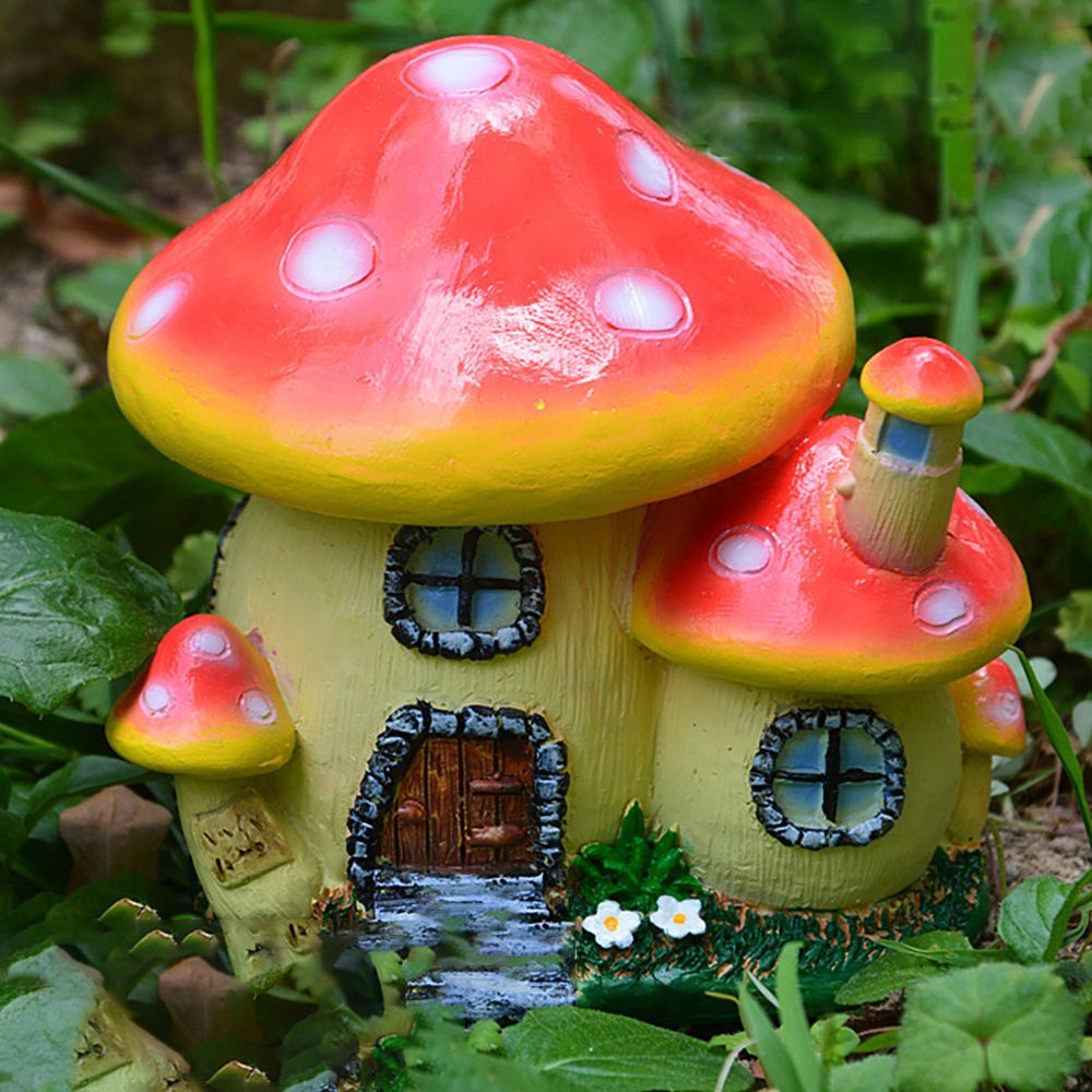 Home Decor Za - Miniaturowy domek grzybowy żywica bajkowa ozdoba
