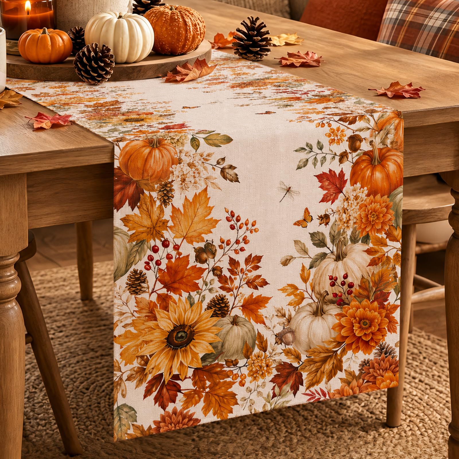 Jesienny bieżnik na stół z mot – Linen Table Runner recenzja i cena