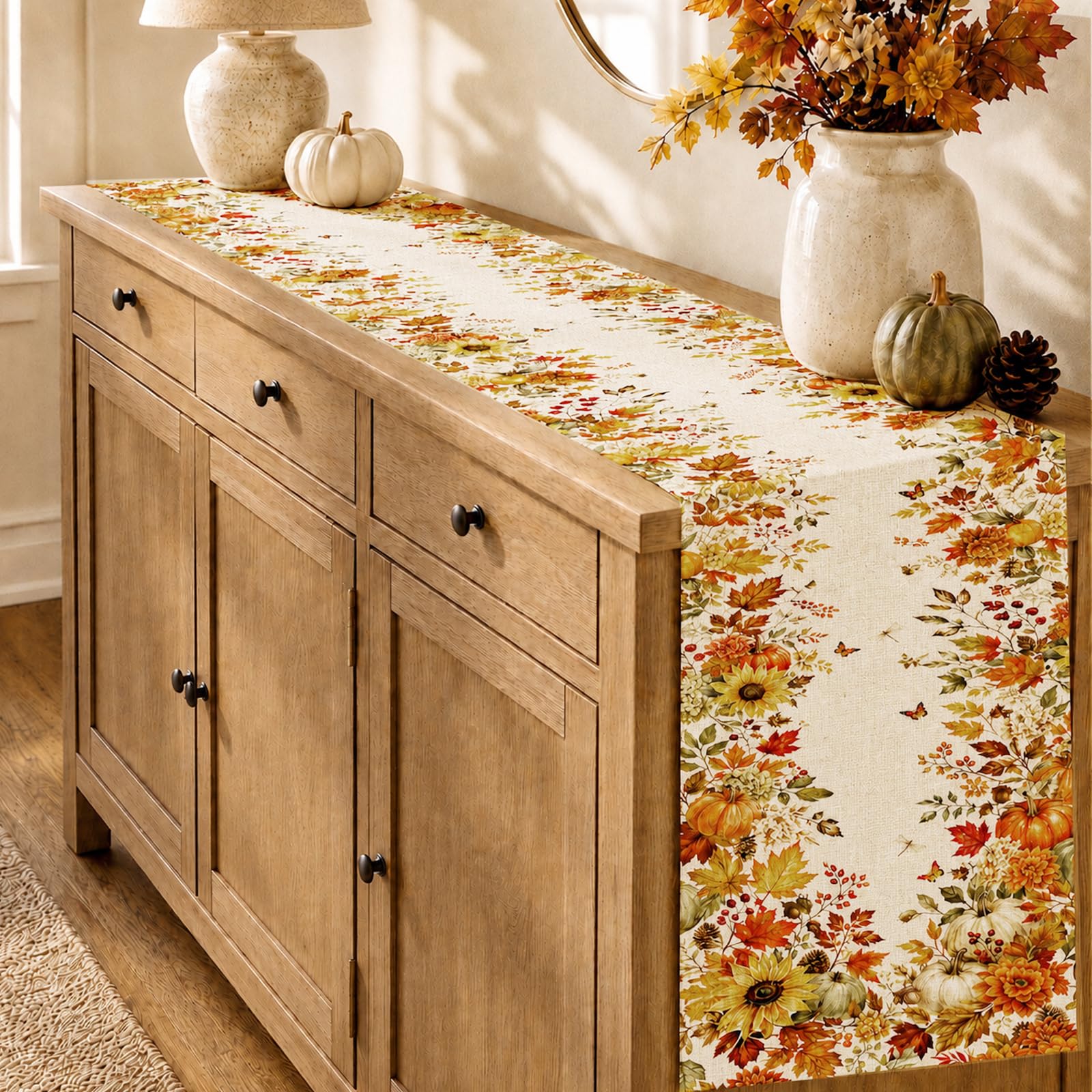 Jesienny bieżnik na stół z mot – Linen Table Runner recenzja i cena
