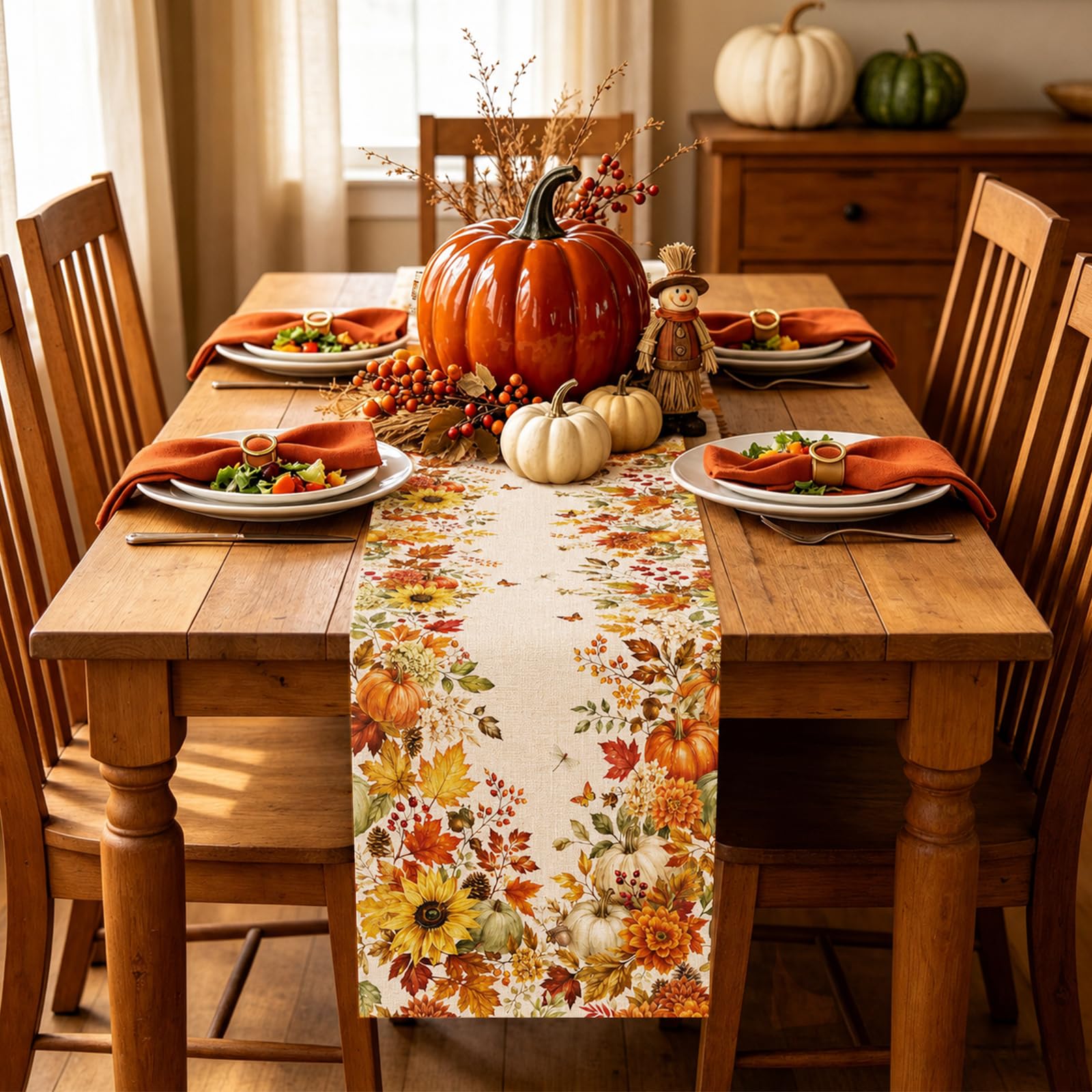 Jesienny bieżnik na stół z mot – Linen Table Runner recenzja i cena